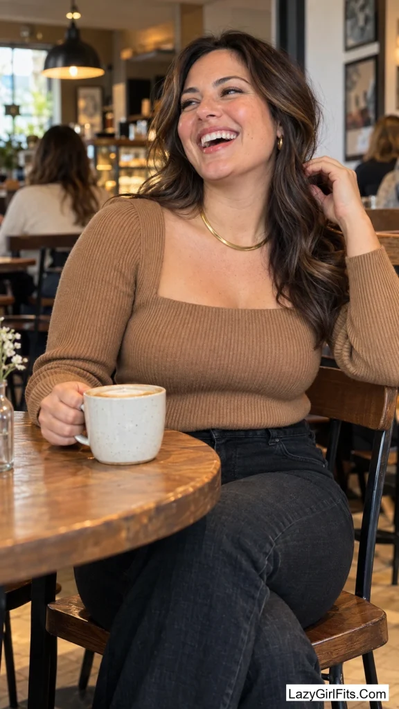 Square-Neck Sweater with a Statement Collar Necklace