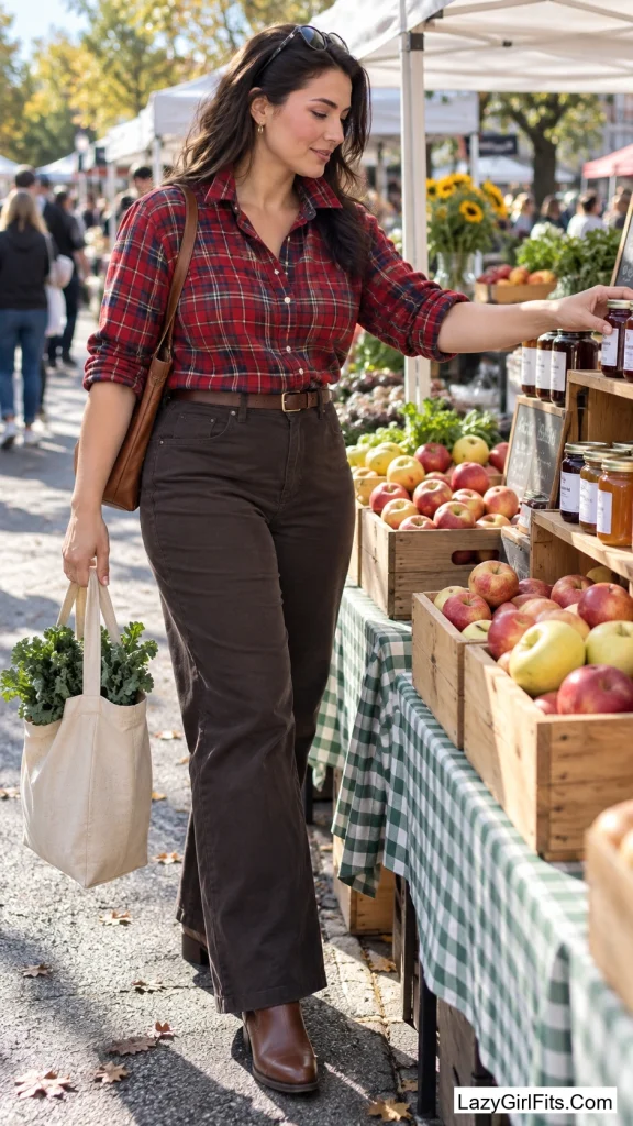 Straight-Leg Trousers with a Tucked Flannel