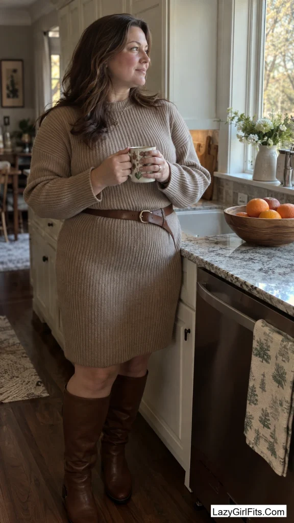 Sweater Dress With Tall Boots