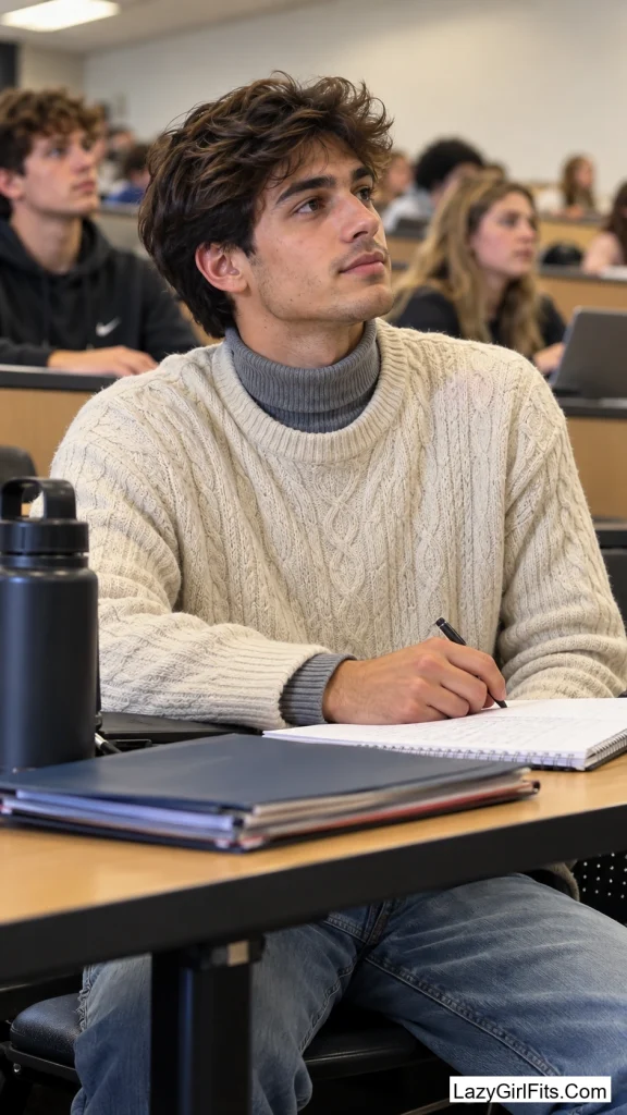 Sweater Layered Over a Ribbed Turtleneck