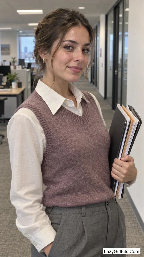 Sweater Vest Over a Button-Down