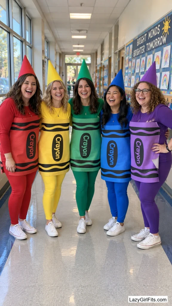 The Team Dressed as Every Color in a Crayon Box