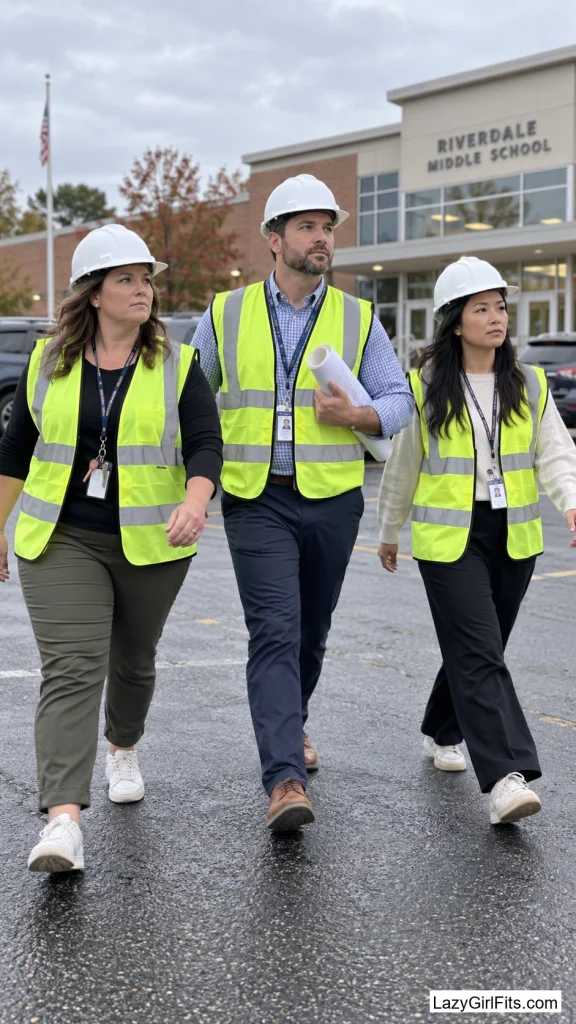 The Team as a Fire Drill in Hard Hats with a Rolled Evacuation Map