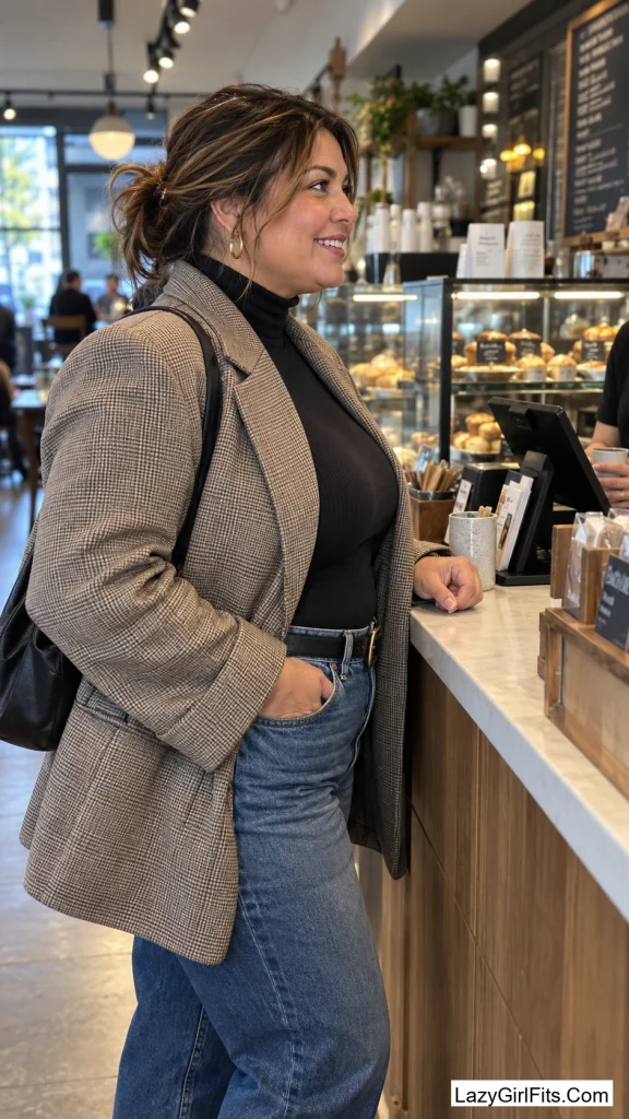 Turtleneck Bodysuit Under a Blazer