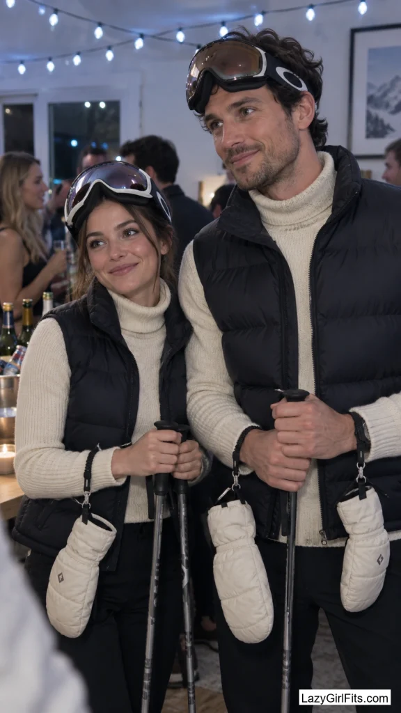 Turtleneck Ski Instructor Duo
