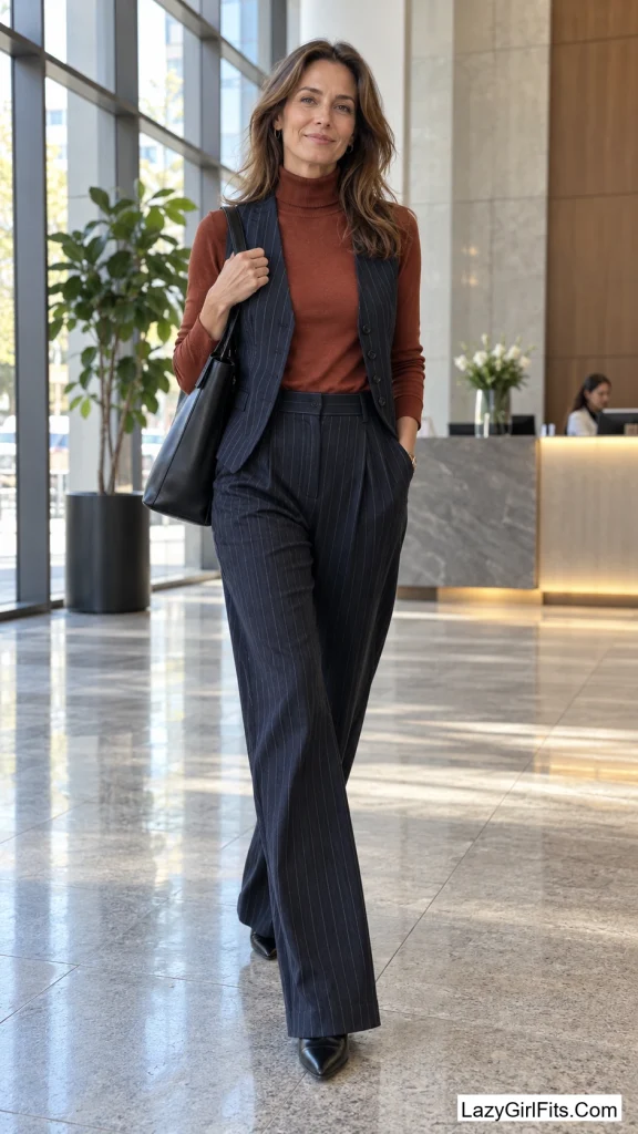 Turtleneck Under a Pinstripe Vest