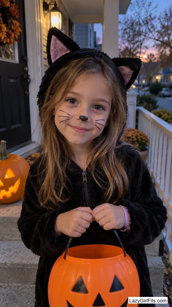 Whiskered Black Cat With a Glitter Nose