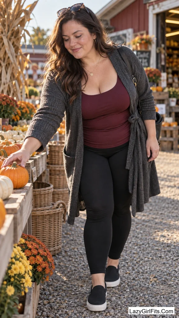 Wrap Cardigan Over a Tank with Stretch Leggings
